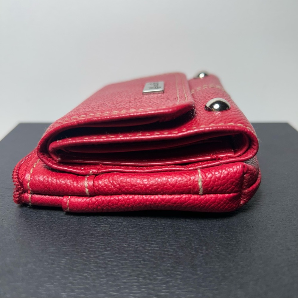 Buxton Red Genuine Leather Wallet with Key Ring and Wide ID Slot NWOT - Picture 7 of 11